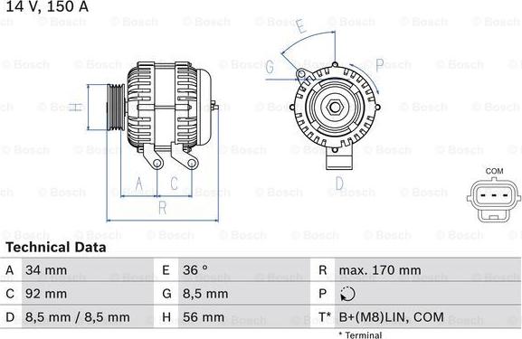 BOSCH 0 986 083 070 - Генератор unicars.by