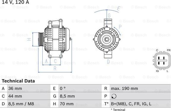 BOSCH 0 986 082 050 - Генератор unicars.by