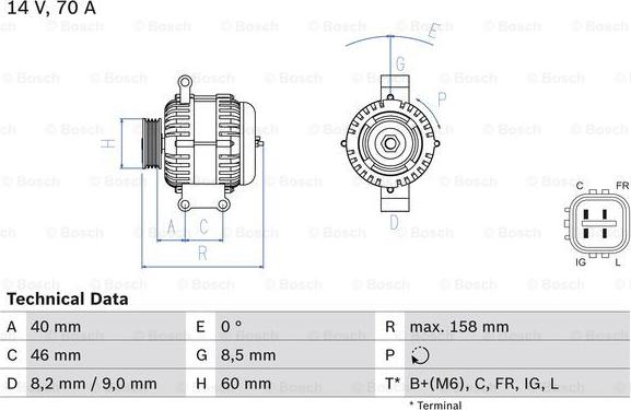 BOSCH 0 986 082 800 - Генератор unicars.by