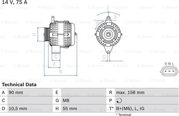 BOSCH 0 986 082 830 - Генератор unicars.by