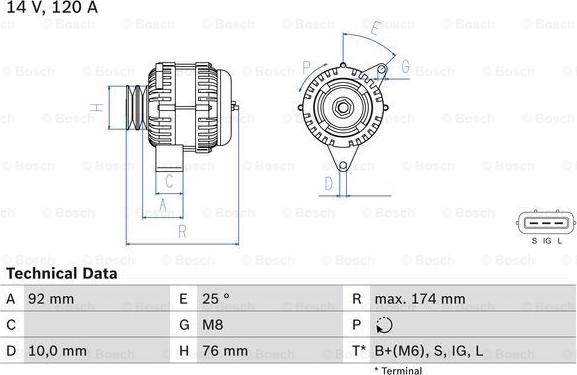 BOSCH 0 986 082 780 - Генератор unicars.by