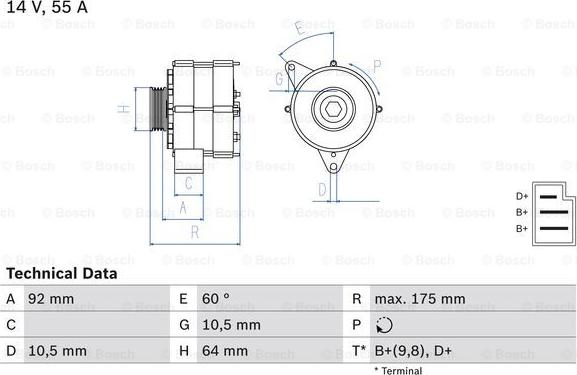 BOSCH 0 986 034 050 - Генератор unicars.by