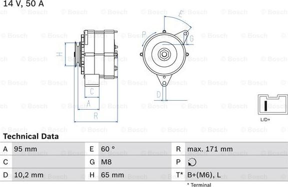 BOSCH 0 986 034 830 - Генератор unicars.by