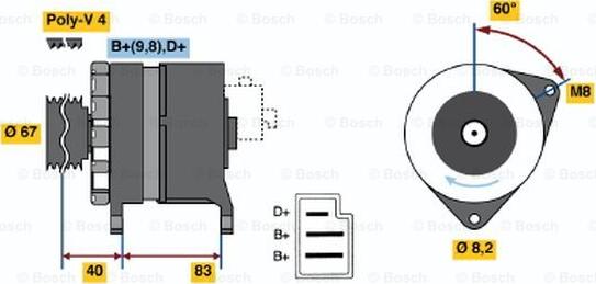 BOSCH 0 986 036 611 - Генератор unicars.by