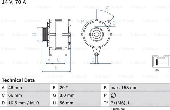 BOSCH 0 986 036 851 - Генератор unicars.by