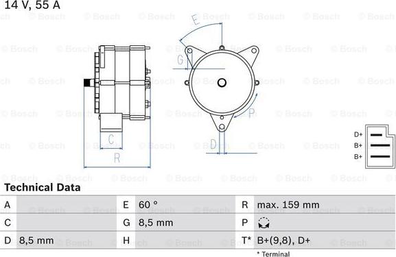 BOSCH 0 986 031 020 - Генератор unicars.by