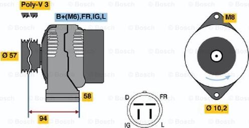 BOSCH 0 986 038 571 - Генератор unicars.by