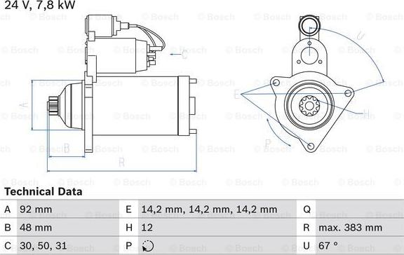 BOSCH 0 986 024 990 - Стартер unicars.by