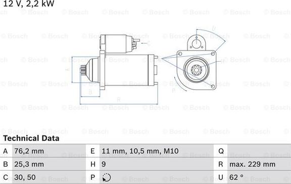 BOSCH 0 986 024 050 - Стартер unicars.by