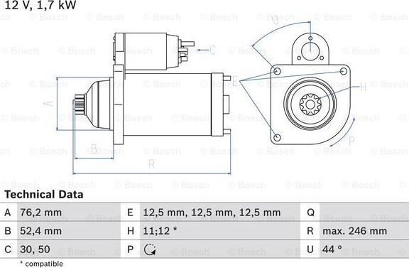 BOSCH 0 986 024 100 - Стартер unicars.by