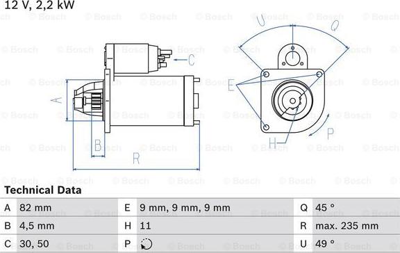 BOSCH 0 986 025 550 - Стартер unicars.by