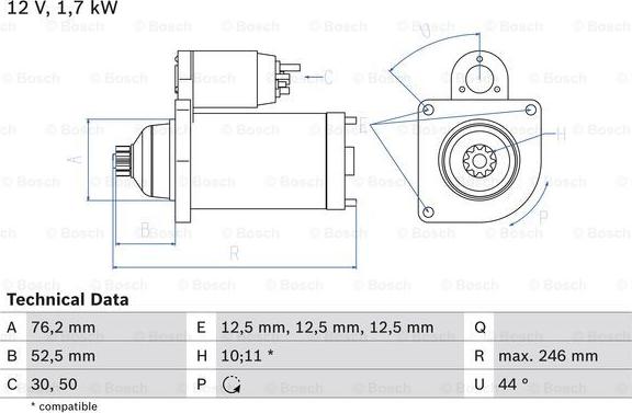 BOSCH 0 986 020 250 - Стартер unicars.by