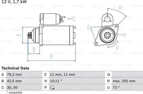 BOSCH 0 986 020 280 - Стартер unicars.by