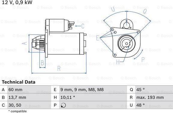 BOSCH 0 986 021 970 - Стартер unicars.by