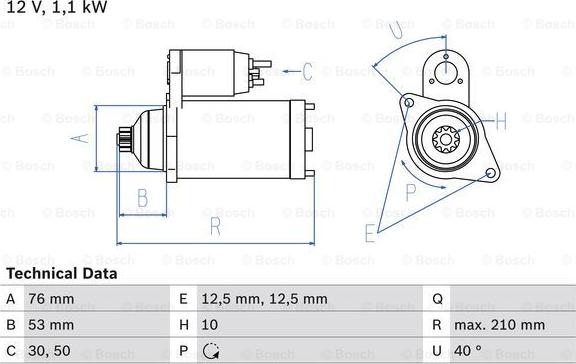 BOSCH 0 986 021 010 - Стартер unicars.by