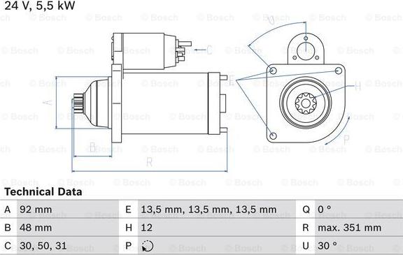 BOSCH 0 986 023 270 - Стартер unicars.by