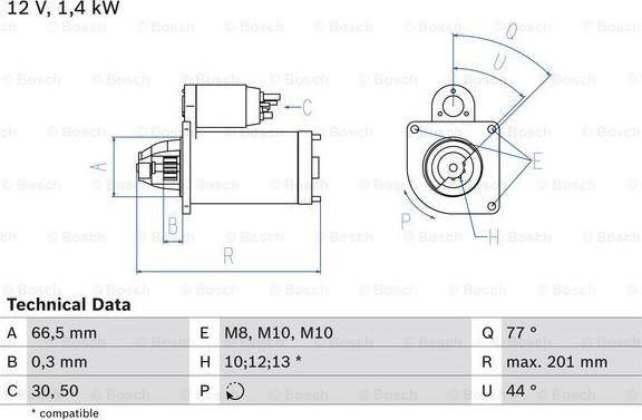 BOSCH 0 986 022 800 - Стартер unicars.by