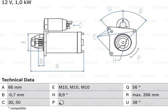 BOSCH 0 986 022 830 - Стартер unicars.by