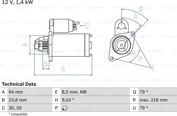 BOSCH 0 986 022 730 - Стартер unicars.by