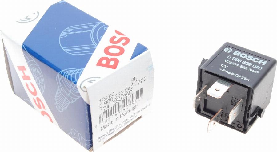 BOSCH 0 986 332 040 - Реле, рабочий ток unicars.by