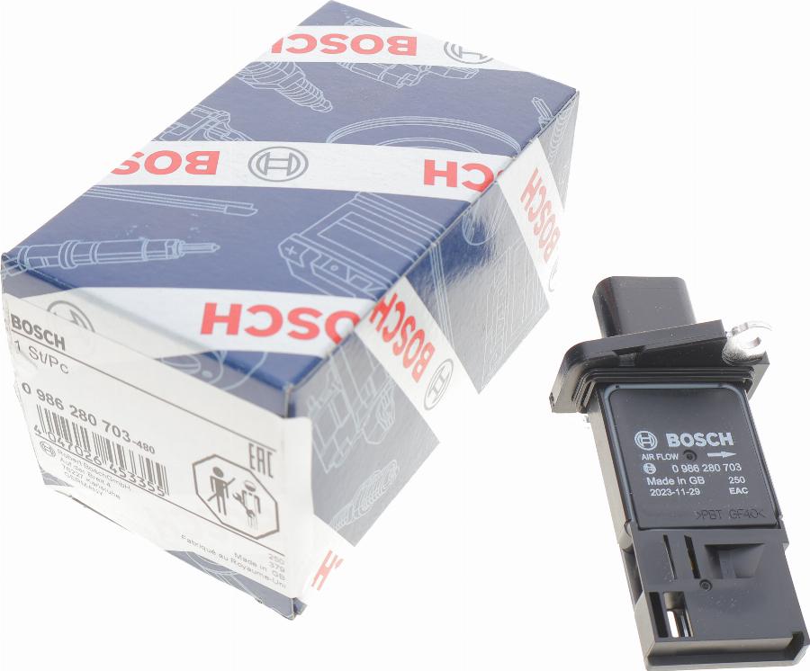 BOSCH 0 986 280 703 - Датчик потока, массы воздуха unicars.by