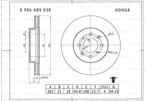 BOSCH 0 986 AB9 938 - Тормозной диск unicars.by