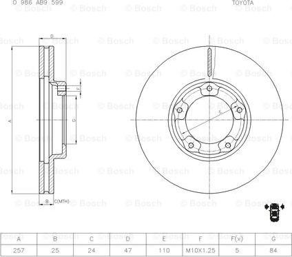 BOSCH 0 986 AB9 599 - Тормозной диск unicars.by