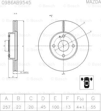 BOSCH 0 986 AB9 545 - Тормозной диск unicars.by