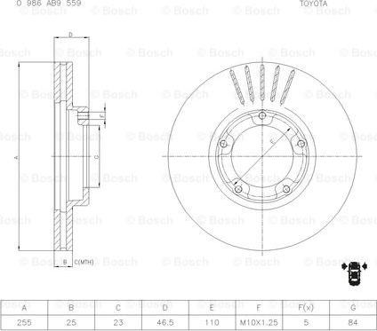 BOSCH 0 986 AB9 559 - Тормозной диск unicars.by