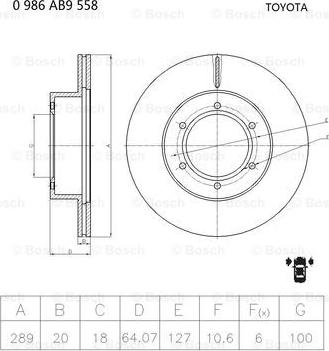 BOSCH 0 986 AB9 558 - Тормозной диск unicars.by