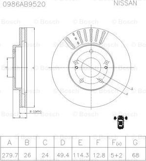 BOSCH 0 986 AB9 520 - Тормозной диск unicars.by