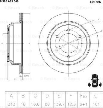 BOSCH 0 986 AB9 649 - Тормозной диск unicars.by