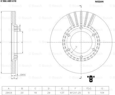 BOSCH 0 986 AB9 610 - Тормозной диск unicars.by