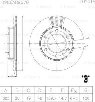 BOSCH 0 986 AB9 670 - Тормозной диск unicars.by