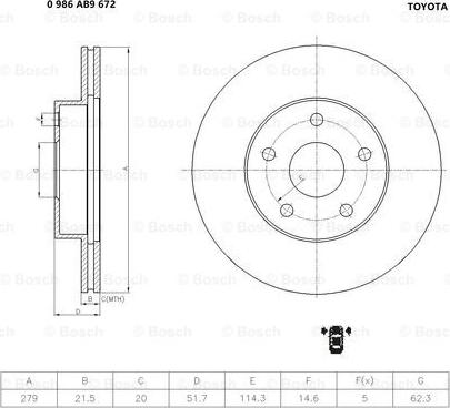 BOSCH 0 986 AB9 672 - Тормозной диск unicars.by