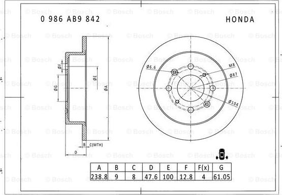 BOSCH 0 986 AB9 842 - Тормозной диск unicars.by