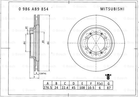 BOSCH 0 986 AB9 854 - Тормозной диск unicars.by