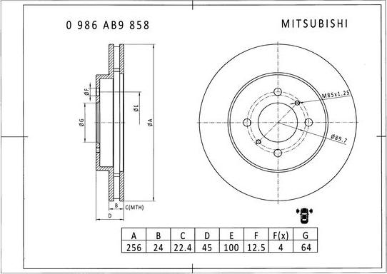 BOSCH 0 986 AB9 858 - Тормозной диск unicars.by