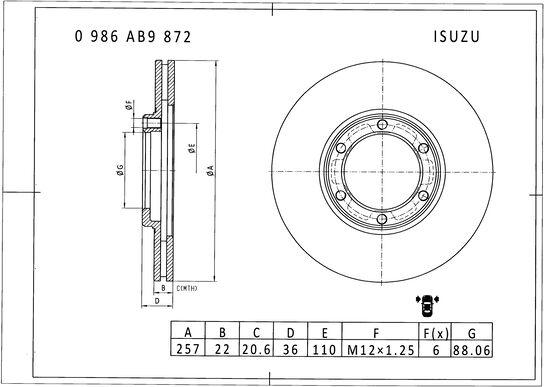 BOSCH 0 986 AB9 872 - Тормозной диск unicars.by