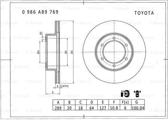 BOSCH 0 986 AB9 769 - Тормозной диск unicars.by