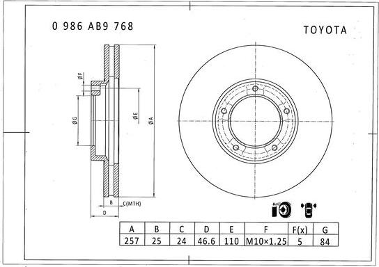 BOSCH 0 986 AB9 768 - Тормозной диск unicars.by