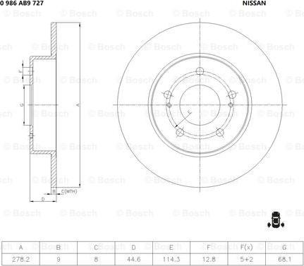 BOSCH 0 986 AB9 727 - Тормозной диск unicars.by