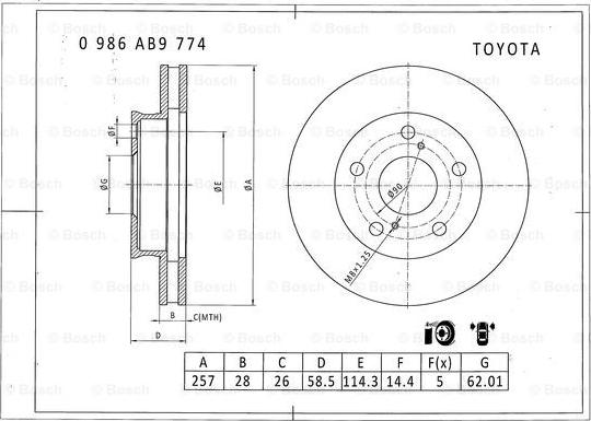 BOSCH 0 986 AB9 774 - Тормозной диск unicars.by