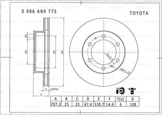 BOSCH 0 986 AB9 775 - Тормозной диск unicars.by