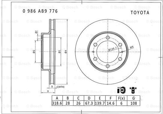 BOSCH 0 986 AB9 776 - Тормозной диск unicars.by