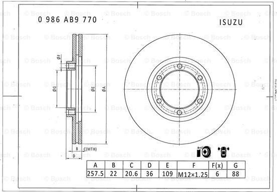 BOSCH 0 986 AB9 770 - Тормозной диск unicars.by