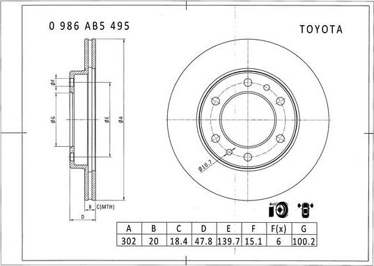 BOSCH 0 986 AB5 495 - Тормозной диск unicars.by