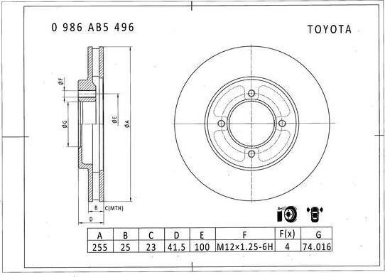 BOSCH 0 986 AB5 496 - Тормозной диск unicars.by