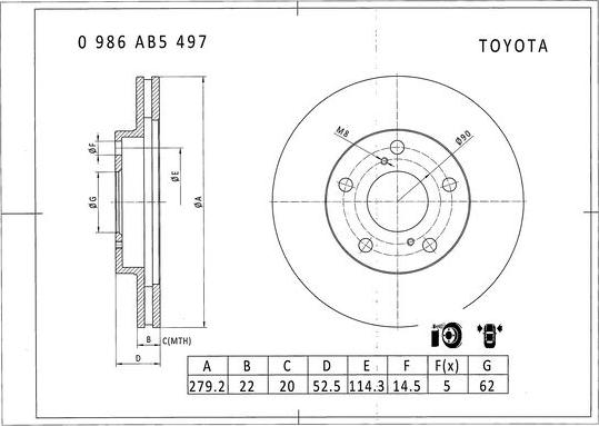 BOSCH 0 986 AB5 497 - Тормозной диск unicars.by