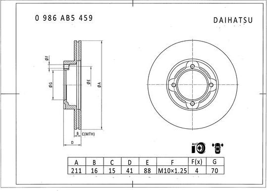 BOSCH 0 986 AB5 459 - Тормозной диск unicars.by